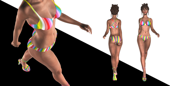 Bikini Girl - Walk Cycle - Rainbow Lora - Pack of 5