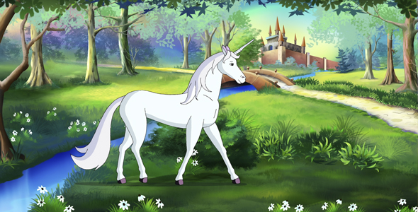 Fairy Tale Unicorn in a Magical Forest alt