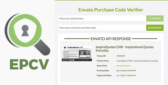 EPCV - Envato Purchase Code Verifier