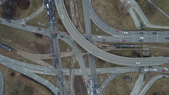 Aerial View of Road Junction in City