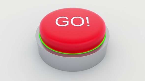 Big Red Button with Go Inscription Being Pushed