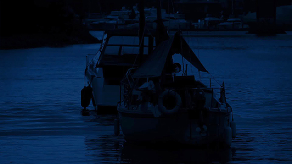 Boats In The Harbor At Night