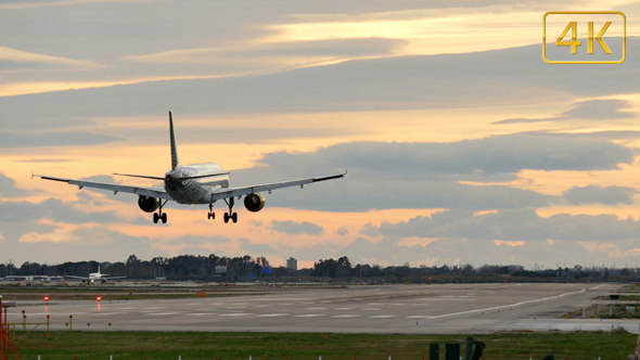 Commercial Aircraft Landing at Barcelona Airport