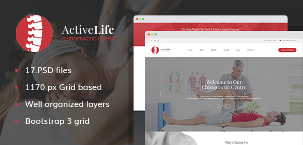 Active Life - Chiropractors and Massage PSD Template