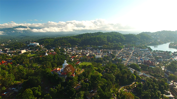 Flying Around Kandy City at Sunrise