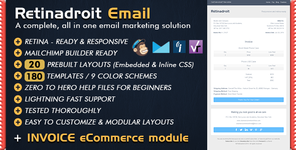 Responsive Email Template & Invoice - Mailchimp Editor Ready