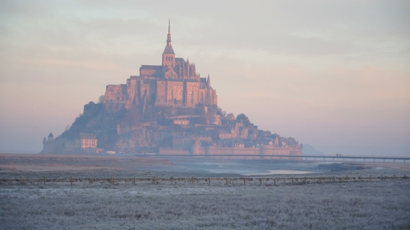 The Island of Mont-Saint-Michel at Dawn