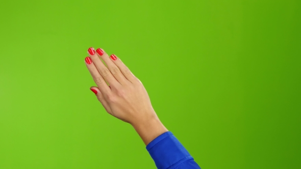 Right Hand Is Widely Waving Goodbye or Hello. Green Screen