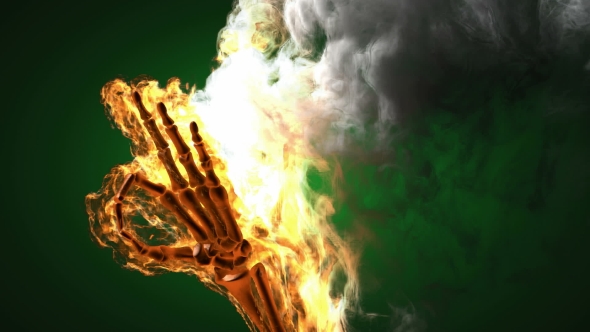 Burning Skeleton OK Sign alt