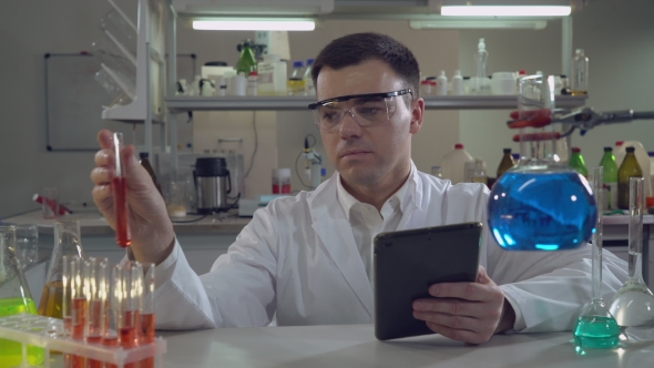 Portrait Handsome Scientist Working in Laboratory.