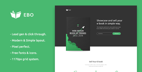 Ebo - Ebook Landing Page PSD Template