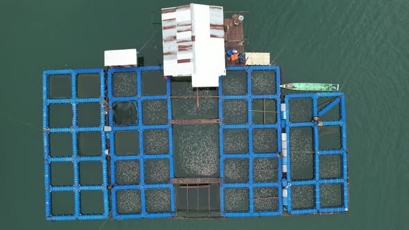 Aerial View of Fish Farms in Norway