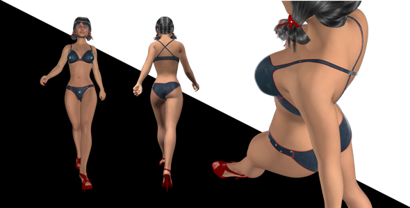 Bikini Girl - Walk Cycle - Funny Sunny - Pack of 5 alt