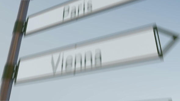 Madrid Direction Sign on Road Signpost with European Cities Captions alt