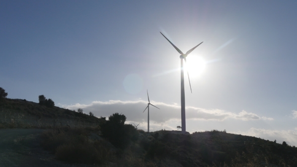 Wind Turbines on the Sunset