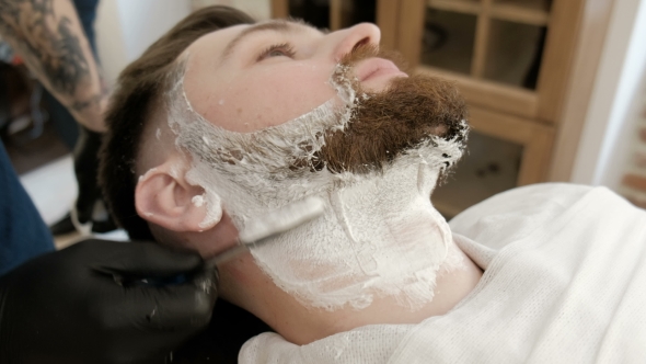 Hands Shave the Beard Men Barbershop Razor