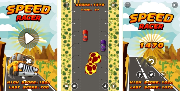 Speed Racer - gra HTML5 + Android + AdMob (Construct 3 | Construct 2 | Capx)