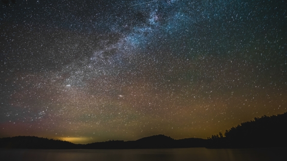 Milkyway Above a Lake and Islands Summer Night