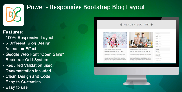Power - Bootstrap Blog Layout Design