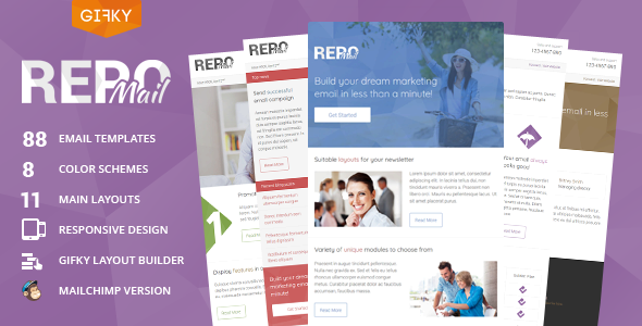 Repo Mail - Responsive Email Template + Access to Gifky Layout Builder