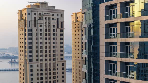 Amazing Colorful Dubai Marina Skyline During Sunset Timelapse