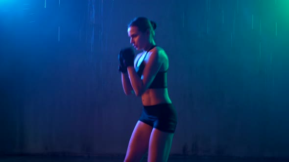 Femalle Fighter Doing Hit Boxing Workout