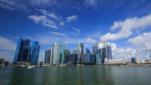 4k Time-lapse of view of central business district building of Singapore city with blue sky