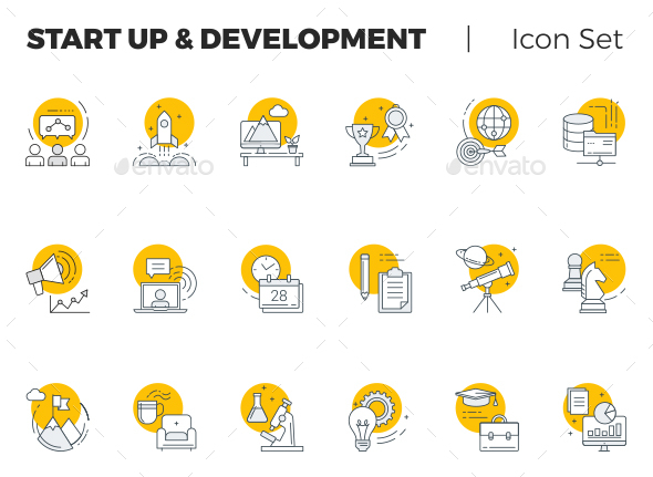 Start Up and Development Vector Icon Set