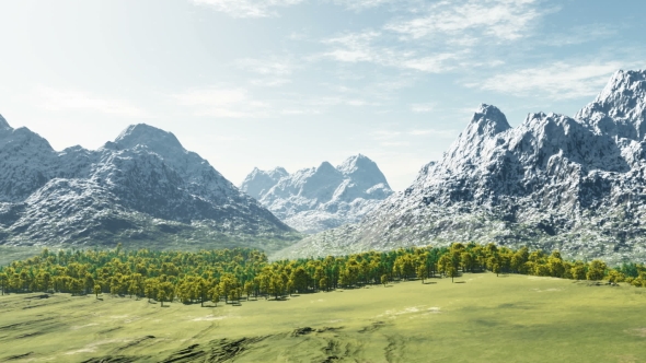 Green Valley and Mountain in Snow alt