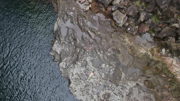 Aerial View of Waterfall on Wailuku River in Big Island Hawaii