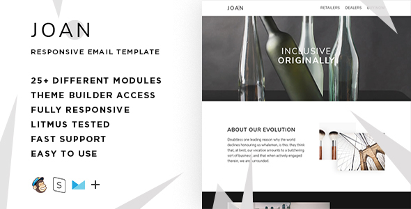 Joan  – Responsive HTML Email + StampReady, MailChimp & CampaignMonitor compatible files