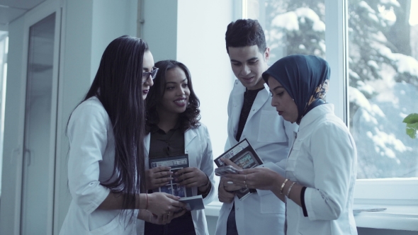 Medical College Students in Corridor