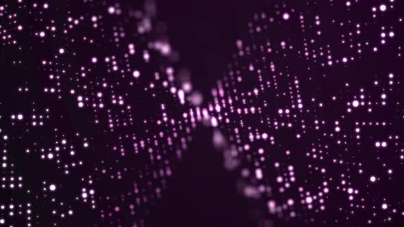 Flowing light dots on purple background