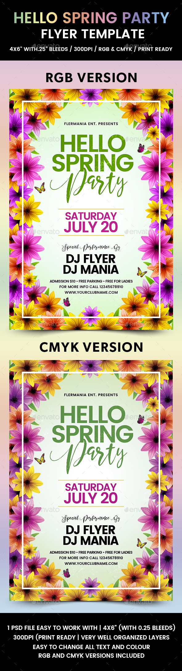 Hello Spring Party Flyer Template