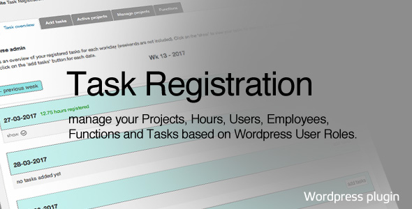 Task Registration for Wordpress