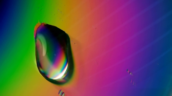 Water Droplets Iridescent in Different Colors