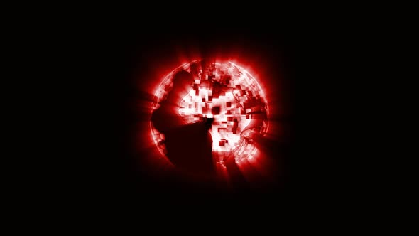 Red Glowing Technology Earth Animated Black Background