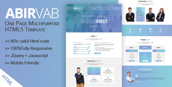 ABIRVAB - One Page Multipurpose HTML5 Template