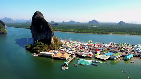 Ko Panyi or Koh Panyee Muslim Fisherman Village Landmark Attractions Travel By Boat at Ao Phang Nga