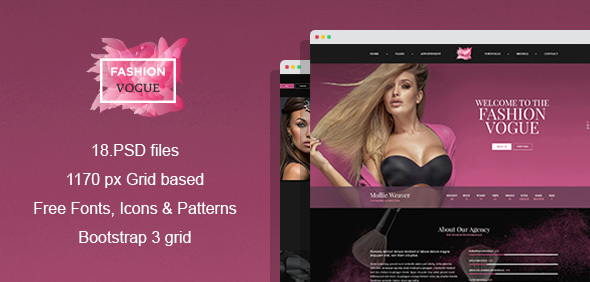 Vogue - Model Agency and Portfolio PSD Template