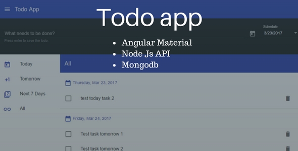 Todo app using Angular Material with nodejs and mongodb