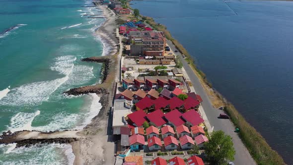 Aerial view to town Pomorie, Bulgaria