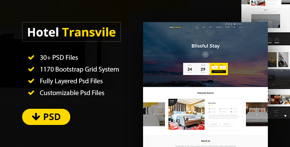 Transvile Hotel PSD Template