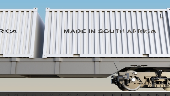 Moving Cargo Train and Containers with MADE IN SOUTH AFRICA Caption alt
