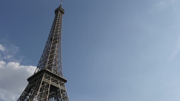 Panning on Tour de Eiffel construction by the day 4K 2160p 30fps UHD footage - Symbol of France and 