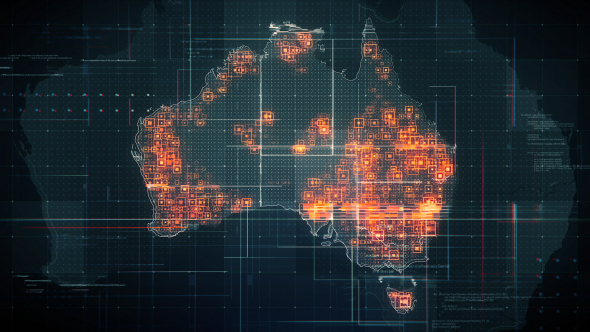 Black Australia Map with Lines Rollback Camera 4K alt