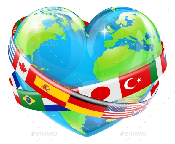 Heart Globe with Flags