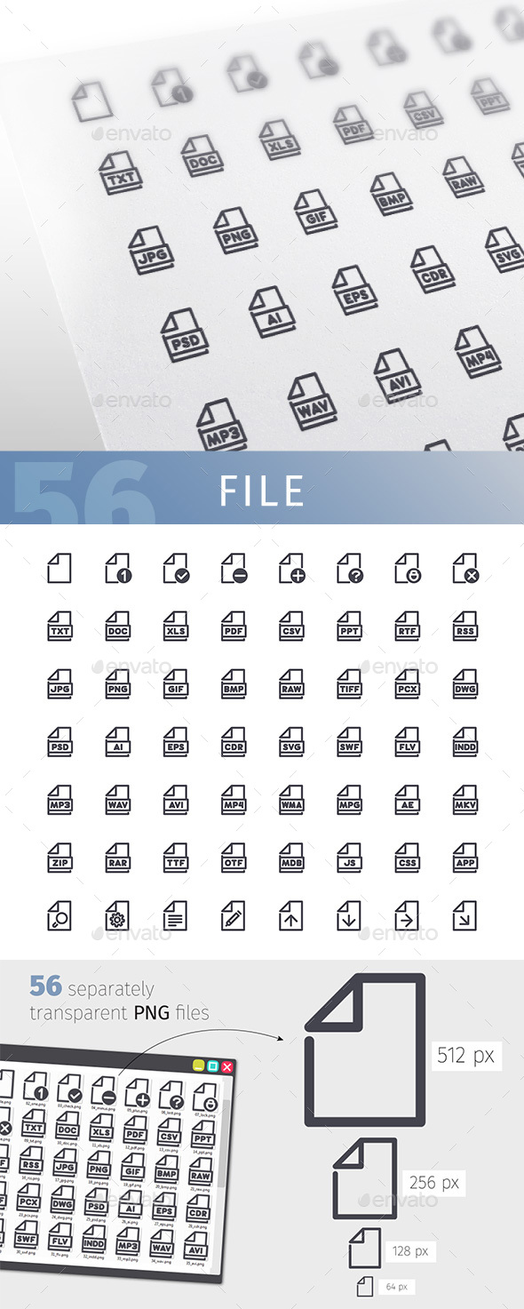 File Line Icons Set