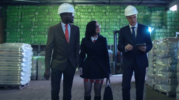 Woman Meeting with Businesspeople