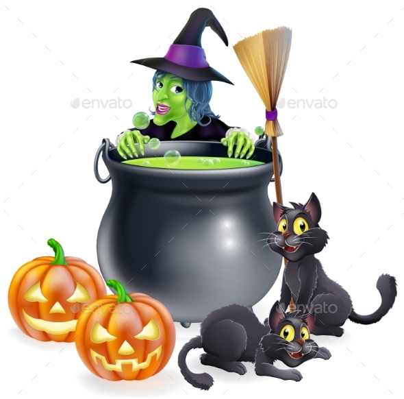 Witch Halloween Scene